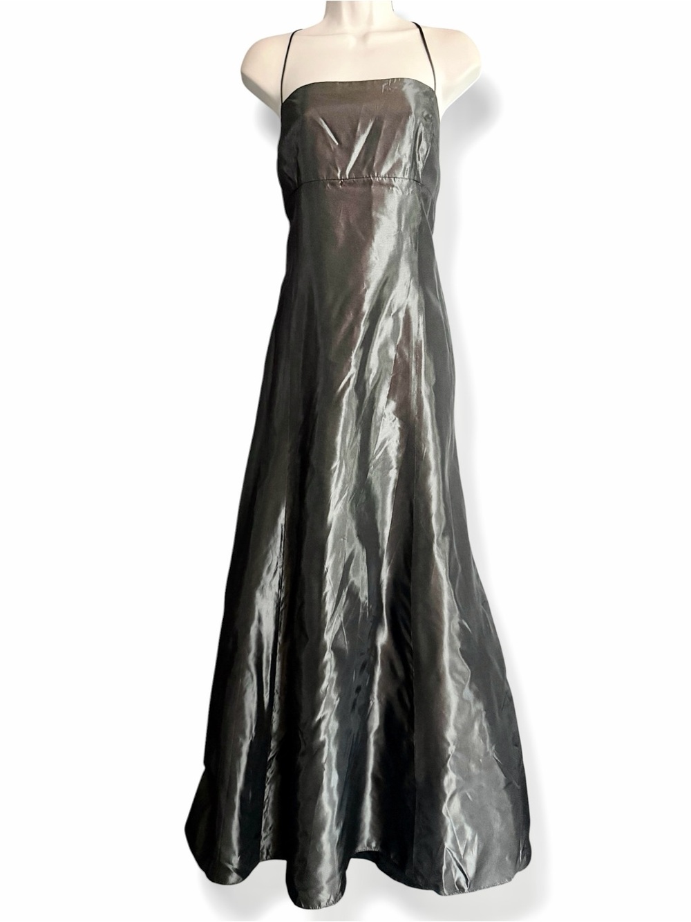 Vera Wang Metallic Pewter Formal Gown Dress Size 14